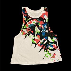 Under Armour Multicolored Floral Print Sleeveless Slight Crop Tank Top